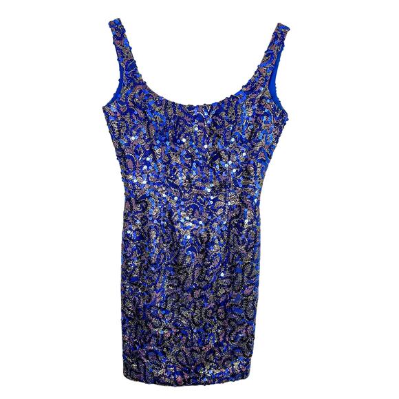Daniella Blue Sequin Mini Dress - Picture 1 of 9